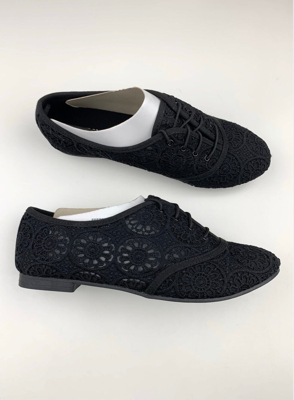 Vintage New Lower East Side Blossom Black Crochet Lace Oxford Shoes Women's 8.5